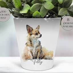Personalised Chihuahua Plant Pot - Dog Pen Storage & Makeup Brush Holder Pet Memorial Desk Organizer - thumbnail 3