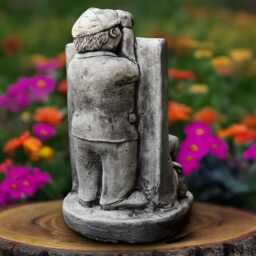 Outdoor Neighbourhood Watch Sculpture Watchful Guardian Statue Concrete Protector Sigurine Stone Sitting Man Decoration Handmade Garden Art - thumbnail 4