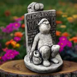 Outdoor Neighbourhood Watch Sculpture Watchful Guardian Statue Concrete Protector Sigurine Stone Sitting Man Decoration Handmade Garden Art - thumbnail 2