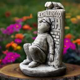 Outdoor Neighbourhood Watch Sculpture Watchful Guardian Statue Concrete Protector Sigurine Stone Sitting Man Decoration Handmade Garden Art - thumbnail 3