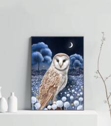 A4 Original Art Print - Spiritual Spirit Guide Art Night Owl Wall Decor Fantasy Poster Barn Wall - thumbnail 1