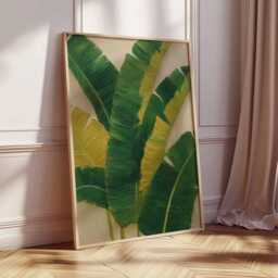 Banana Leaf Wall Art Print, Tropical Botanical Poster, Green Jungle Plant Artwork, Modern Nature Decor, Exotic Boho Home Print - thumbnail 2