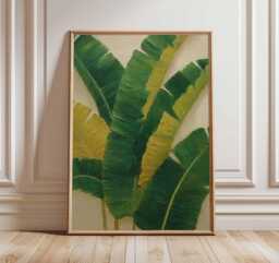 Banana Leaf Wall Art Print, Tropical Botanical Poster, Green Jungle Plant Artwork, Modern Nature Decor, Exotic Boho Home Print - thumbnail 1