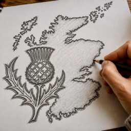Scottish Thistle Map Print - Celtic Heritage Wall Art, Scotland Flag Artwork - thumbnail 2
