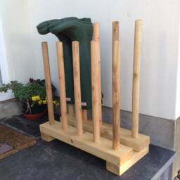 Wooden Welly Boot Rack Light Oak Finish, Holds 6 Pairs - thumbnail 2