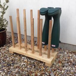 Wooden Welly Boot Rack Light Oak Finish, Holds 6 Pairs - thumbnail 3