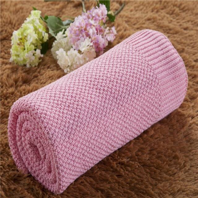 Personalized Baby Blanket Cotton Blanket - Solid Pink Custom Monogram /Name Embroidered Gift Shower /Infant Warm Blanket Cozy - image 1