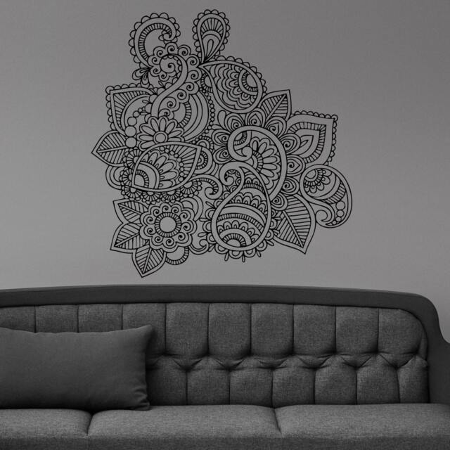 Henna Mehndi Paisley Doodle Wall Sticker Vinyl Mural Decal Home House Art Decor Free Shipping L167 - image 1