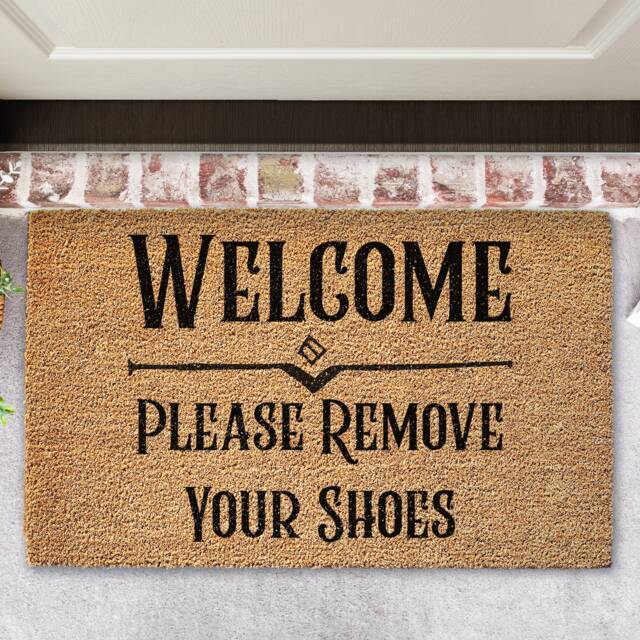 Coir Doormat - Welcome Please Remove Your Shoes Natural Coconut Fibre - image 1