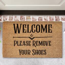 Coir Doormat - Welcome Please Remove Your Shoes Natural Coconut Fibre - thumbnail 1