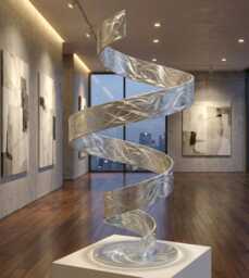Silver Metal Sculpture Handcrafted Luxury Modern Art Twist, Indoor Or Outdoor - thumbnail 1