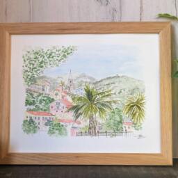 Custom Mountain Watercolor, Ink & Watercolor Painting From Photo, Handmade Landscape - thumbnail 2