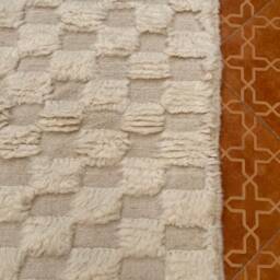 Checkered Beni Ourain Rug Solid White Berber Wool Rug - Custom Size - thumbnail 4