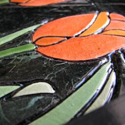 Orange Tulip - Paper Tile Mosaic - Mini Long - Original Artwork - Unique Process - Art - Flower Tulip Gardening Art - thumbnail 2