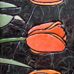Orange Tulip - Paper Tile Mosaic - Mini Long - Original Artwork - Unique Process - Art - Flower Tulip Gardening Art - thumbnail 3