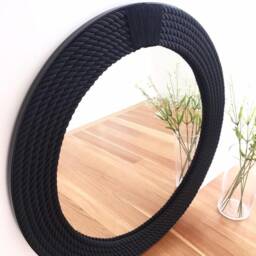Extra Large Black Nautical Rope Mirror - Hampton Coastal Decor - 90cm - thumbnail 3