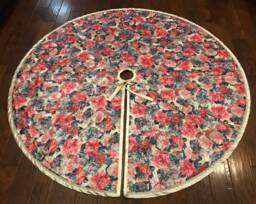 Handmade 69 Inch Floral Christmas Tree Skirt-Made in Usa