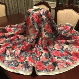 Handmade 69 Inch Floral Christmas Tree Skirt-Made in Usa - thumbnail 2