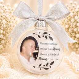 Personalised Photo Memorial Bauble With Feathers, Christmas Tree Ornament Memory Keepsake For - thumbnail 4