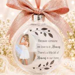Personalised Photo Memorial Bauble With Feathers, Christmas Tree Ornament Memory Keepsake For - thumbnail 3