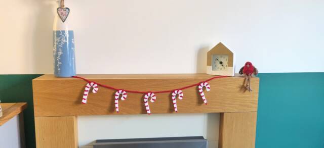 Candy Cane Bunting, Christmas Garland, Red & White Decoration, Gift, Lane, Garland - image 1