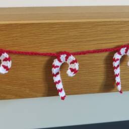 Candy Cane Bunting, Christmas Garland, Red & White Decoration, Gift, Lane, Garland - thumbnail 2