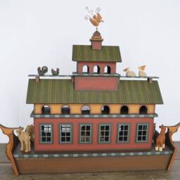 Handmade Wooden Noah's Ark, Hand Carved Animals, Mantel Decor - thumbnail 2