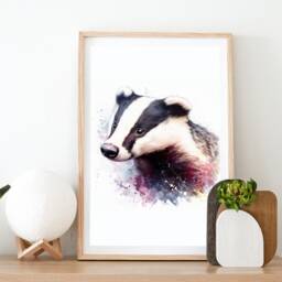 Badger Poster Set - Of 3 Prints - Watercolour Print Wall Hanging Decor British Wildlife Art Gifts Artwork - thumbnail 2