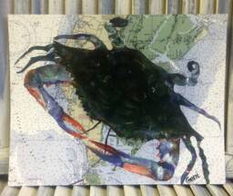 Maryland Gift Print Blue Crab Chesapeake Print Art Bay Artwork 11 X 14 - thumbnail 1