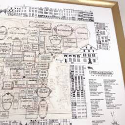 Philadelphia Neighborhoods - Art Print Vintage City Map Architecture Streetscape Drawing Realtor Wedding Gift Pennsylvania Schuykill River - thumbnail 2