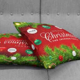 Personalized Christmas Velvet Cushion Cover Family Name Xmas Decor - thumbnail 3