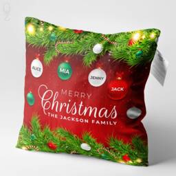 Personalized Christmas Velvet Cushion Cover Family Name Xmas Decor - thumbnail 2