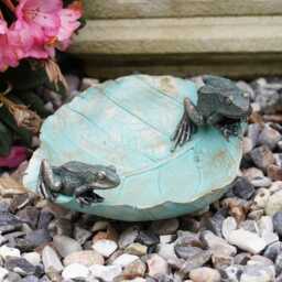 Frogs On Leaf Birdfeeder - Resin Garden Outdoor Home Statue Decor Ornament Bath - thumbnail 1