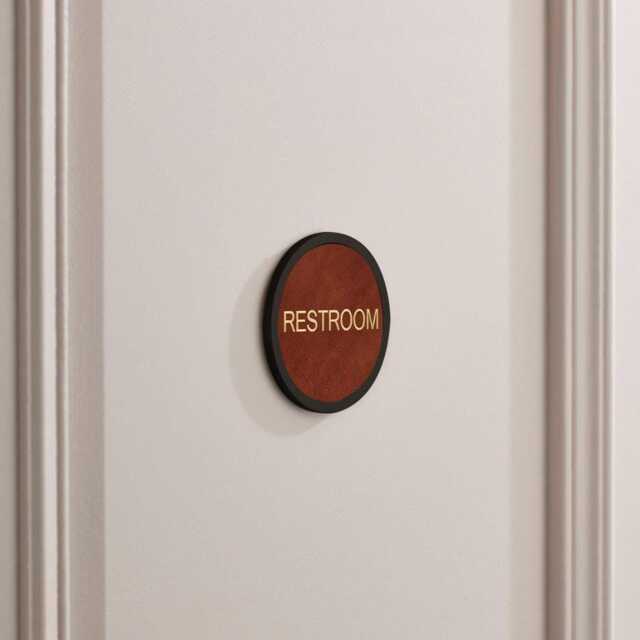 Personalized Brass & Leather Room Sign, Hotel Door Plaque - image 1
