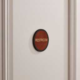 Personalized Brass & Leather Room Sign, Hotel Door Plaque - thumbnail 1