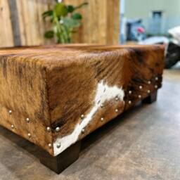 Genuine Cowhide Pouf Ottoman - Custom Foot Stool Handcrafted Luxury Furniture Unique Decor - Fo - thumbnail 3