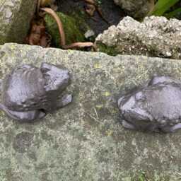 Pair Of Small Cast Iron Metal Frog Statue Garden Ornaments - thumbnail 3