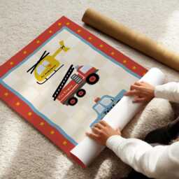 Emergency Services, Boys Bedroom Print, Vehicle Fire Truck, Police Car, Children's Wall Art, Toddler Bedroom, Kids Playroom, Red Blue - thumbnail 2