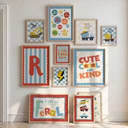 Emergency Services, Boys Bedroom Print, Vehicle Fire Truck, Police Car, Children's Wall Art, Toddler Bedroom, Kids Playroom, Red Blue - thumbnail 3