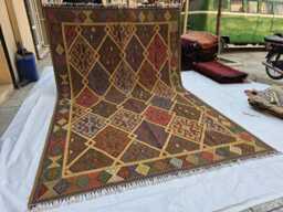 Traditional Afghan Kilim Carpet 6??10 Ft - Bold Geometric Wool Flatweave - thumbnail 1