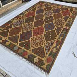 Traditional Afghan Kilim Carpet 6??10 Ft - Bold Geometric Wool Flatweave - thumbnail 4