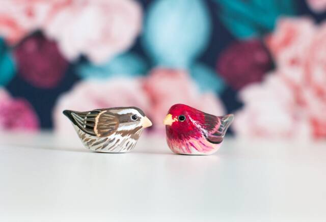 Purple Finch Pair - Miniatures - image 1