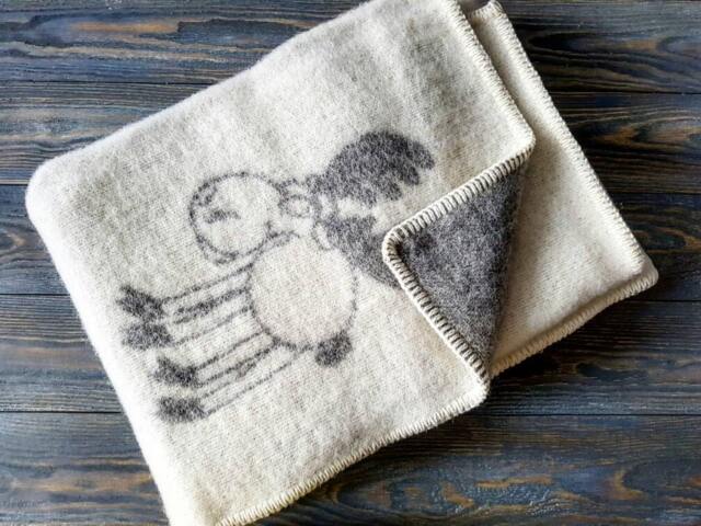 Wool Blanket 90x130cm , Natural Woolen Throw With Elks, Pure Wool, Organic Cot Blanket, Baby War, Crib - image 1