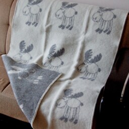 Wool Blanket 90x130cm , Natural Woolen Throw With Elks, Pure Wool, Organic Cot Blanket, Baby War, Crib - thumbnail 3