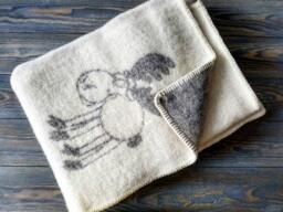 Wool Blanket 90x130cm , Natural Woolen Throw With Elks, Pure Wool, Organic Cot Blanket, Baby War, Crib - thumbnail 1
