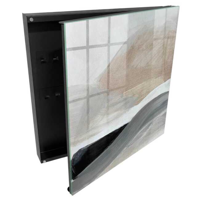 Pastel Harmony Key Cabinet For Home, Beige Box Wall, Abstract Abstraction, Appreciating Subtle Decor - image 1