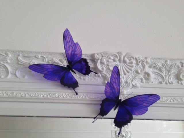 Deep Purple 3D Butterfly Wall Art Handmade Home Decor - Set Of 4 - image 1