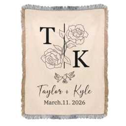 Personalized Woven Blanket, Custom Couples Names Wedding Gifts, Engagement Initials Throw, Anniversary Gift - thumbnail 2