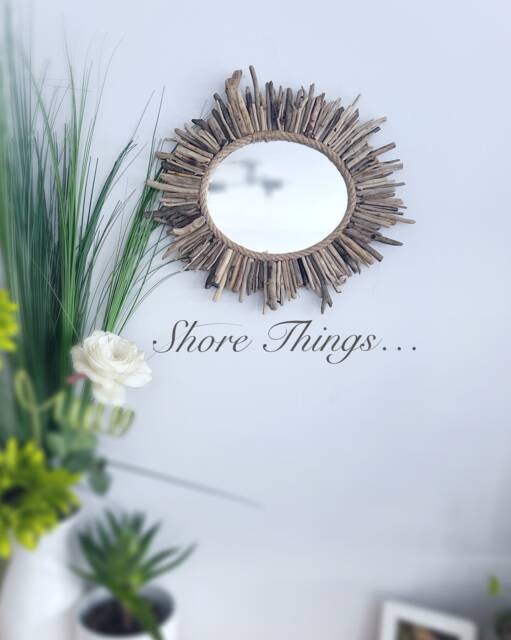 Handmade Driftwood Sunburst Mirror, Coastal Beach Home Decor - image 1