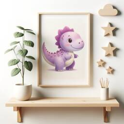 Kids Dinosaur Print Set - 3 Posters - Nursery, Bedroom Wall Art Watercolour Dino Decor Childrens Prints Kid Playroom Artwork - thumbnail 3